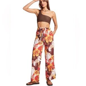 NEW FAITHFULL THE BRAND Celvia Pant‎ Ulani Floral Print Wide Leg Pull Size Small